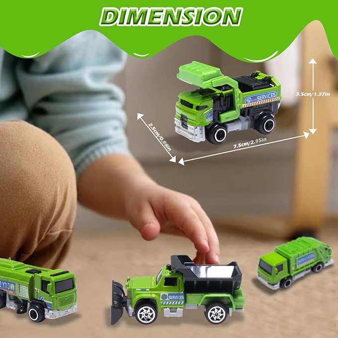 Oriate Sanitation Educational Mini Die-cast Car Model Set 1:64, Sewage Suction Cleaning Car, Garbage Trucks & Other Indoor & Outdoor Toy Car, Christmas, Birthday Easter Gifts for Boys and Girls 3+
