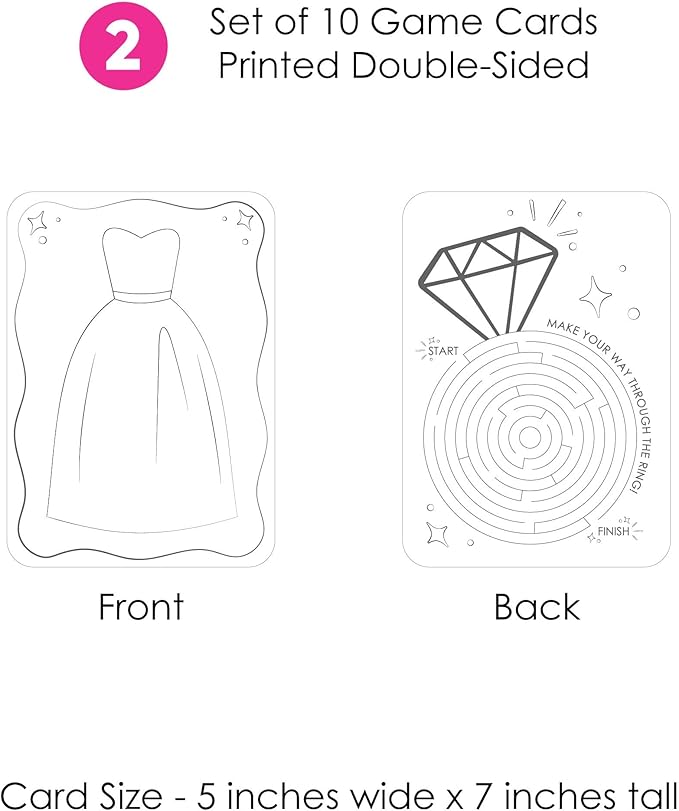 Big Dot of Happiness Wedding Kids Table Coloring Activity Cards, Wedding-Themed Games for Children, Double-Sided Gamerific Bundle - 40 Count