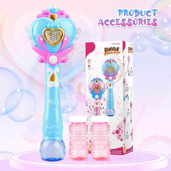 Toys for Girls: Princess Toy Bubble Wand, Birthday Gifts for 3 4 5 6 7 8 Years Old Girl, Bubbles Machine Fairy Wands for Kids Light Up with Bubble Solution, Toddler Girl Toys Age 4-5