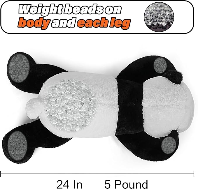 JellyMallow 5 lbs 24" Weighted Stuffed Animals Panda Plushie, Cute Panda Weighted Plush Pillow Giant Stuffed Animals for Kids Adults