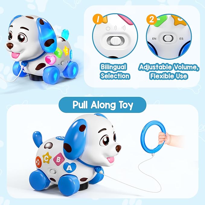 Musical Toys for 1 Year Old Boy Gifts, Baby Toys 6-12-18 Months, Learning Puppy Toy for 1 Year Old Boy Gifts, Bilingual Educational with Music Light, 1st Birthday Gift for Boy Girl, Toddlers