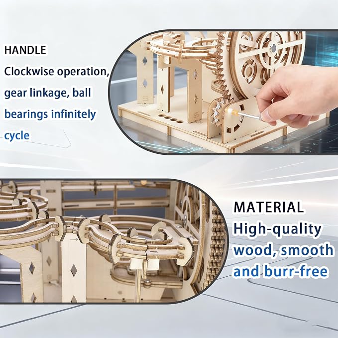 3D Wooden Puzzles Marble Run Set - 159PCS Mechanical Model Kit for Adults Wooden Puzzles, DIY Building Model Kit for Teens Age 14+ Years Old, Gift for Birthday Father's Day