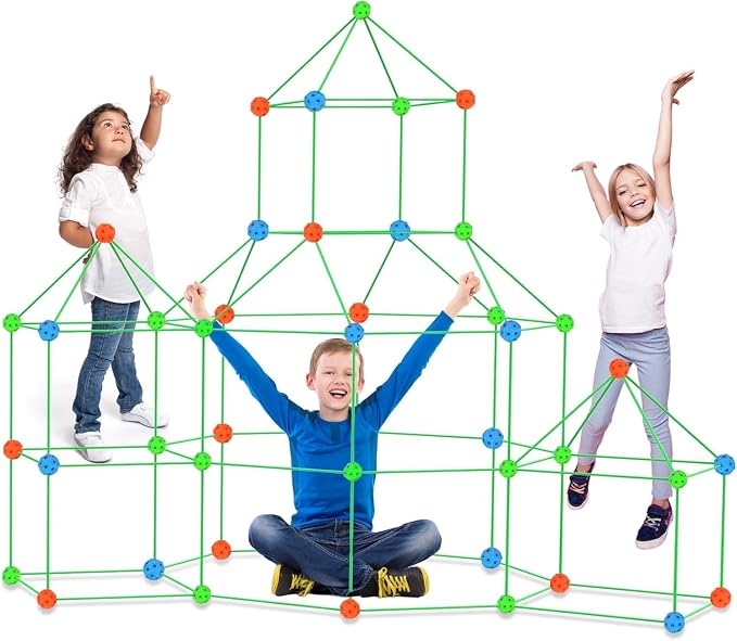 Fort Building Kit for Kids, 155 Pcs Construction STEM Toys Indoor Outdoor for 3 4 5 6 7 8+Years Old Boys and Girls Ultimate, Forts Builder Gift Build DIY Educational Learning Toy for Indoor Outdoor