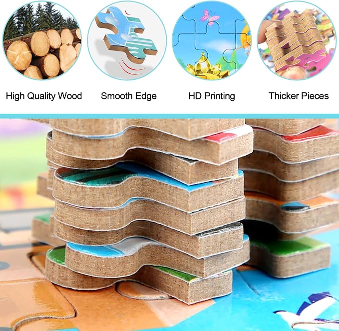 MZZOTOY Puzzles for Kids Ages 4-8, 60 Pieces for Kids Ages 3-5 in a Metal Box Jigsaw Puzzles Girls and Boys Educational Toys Gifts