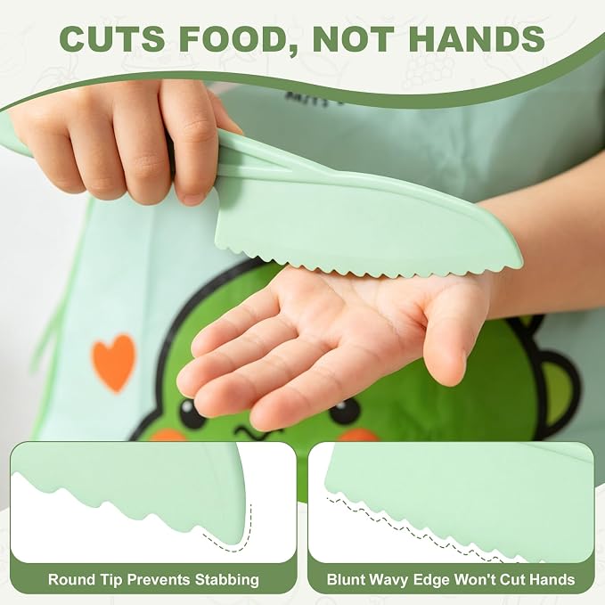 17 PCS Montessori Kitchen Toys for Toddlers, Safe Kids Knife Set for Real Cooking, Toddler Kitchen Utensils with Apron, Sleeves & Storage Basket, Educational Gift for Boys Girls Ages 2+