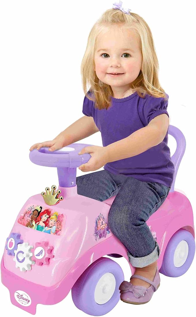 Disney Kiddieland Princess Lights & Sounds Toddler Ride On Foot-to-Floor Push Car with Interactive Dashboard Ages 12-36 Months Easy-Roll Wheels Safe Durable Construction