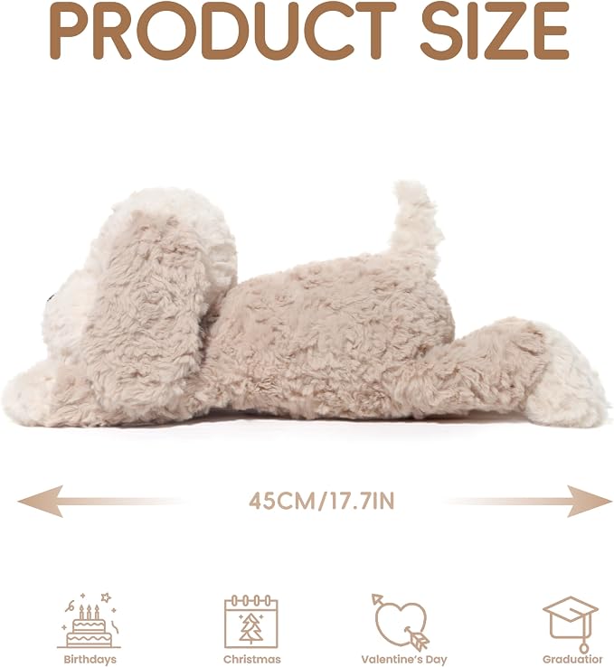 Stuffed Animals Dog Plush Toys Maltese Dog 16.5 inches Soft and Premium Puppy Plush Toy Gift for for Babies Children Adults, Beige/Grey