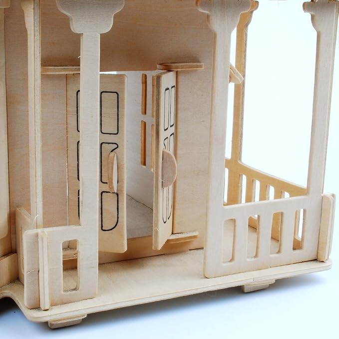 NWFashion 17" Wooden 6 Rooms DIY Kits 3D Puzzle for Christmas Party Halloween House (Gothic)
