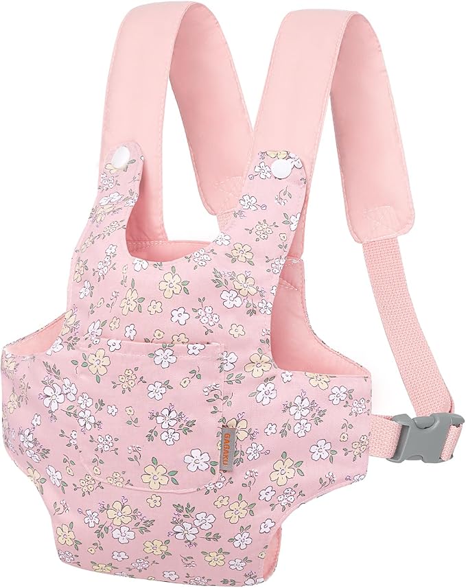GAGAKU Baby Doll Carrier for Toddler Toy Baby Carrier for Dolls Accessories Doll Carrier for Little Girls - Pink (Pear Flowers)