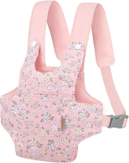 GAGAKU Baby Doll Carrier for Toddler Toy Baby Carrier for Dolls Accessories Doll Carrier for Little Girls - Pink (Pear Flowers)