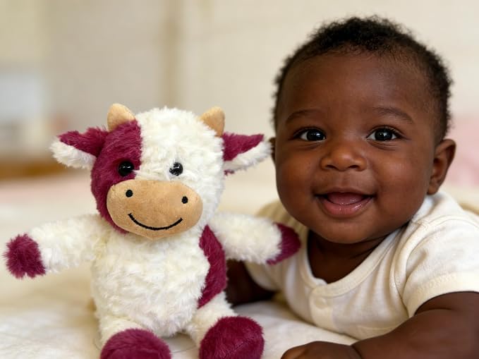YUKOUQIAN Cow Stuffed Animal Cow Plush Doll Toy 11.8 inch for Girls Boys (Stand Cow red)