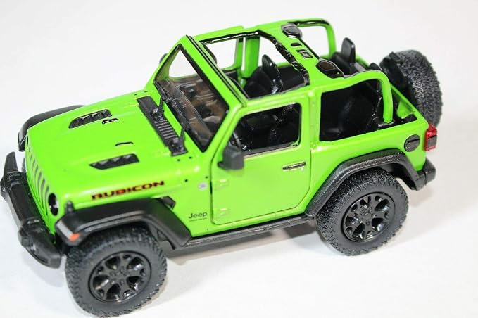 KiNSMART - Jeep Wrangler Rubicon Off Road 4x4 5 inch 1:34 Scale Die Cast Model Replica Toy Car (Green Opentop)