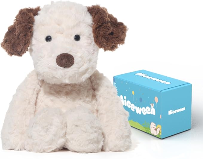 Stuffed Animals Dog Jack Russell Terrier Dog Plush Toys 13.8 inches Soft and Premium Puppy Plush Toy Gift for for Babies Children Adults, White with Brown Ears