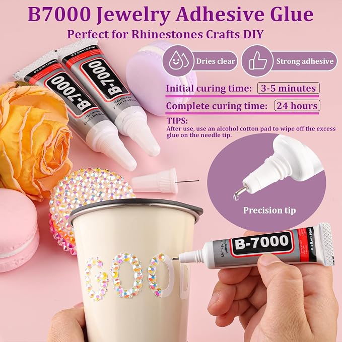 25000Pcs Resin Rhinestones for Crafting, Transparent AB 2-6mm Mixed Sizes Non Hotfix Flatback Gems with 1Pcs Glue, Bedazzling Crystal for DIY Craft Clothing Mugs Tumblers Shoes Fabric Decor Nail Art
