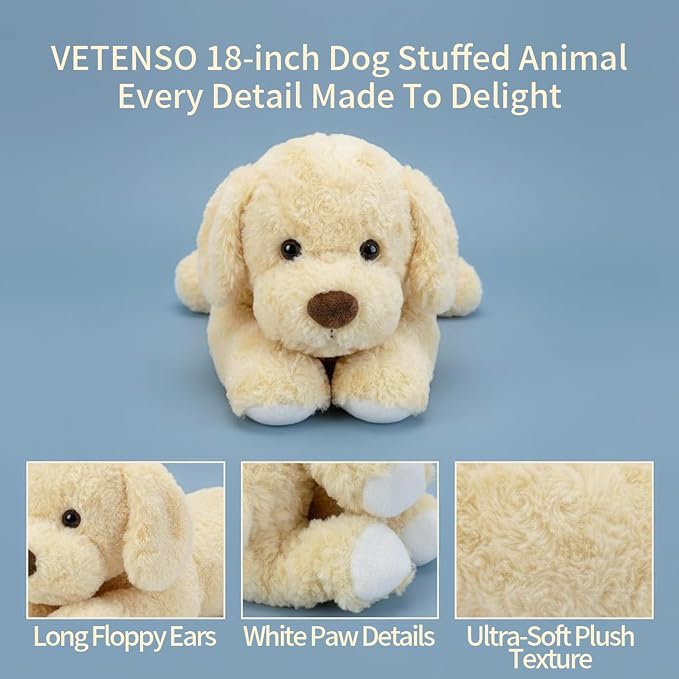 Weighted Plush Dog, 18" Golden Retriever Stuffed Animal 2.6 lbs, Soft Cream Yellow Plush Puppy for Kids & Adults, Cozy Bedtime Companion