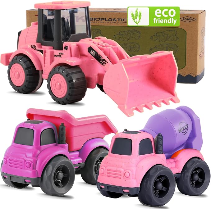vusum Toddler Toys for 1 Year Old Girl Gifts,Kids Toys for Age 2-4,Dump Truck Cement Mixer Excavator Toy Cars Set, BPA Free,Phthalates Free,PVC,Toddler Girl Toys for 1 2 3 Year Old Birthday