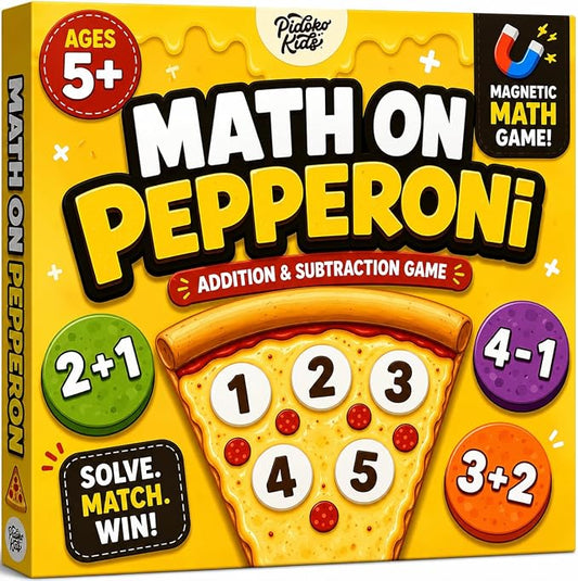Matheroni Pepperoni Math Games for Kids 5-7, Addition and Subtraction STEM Board Game - Educational & Fun Pizza Game for Kindergarten, 1st-3rd Grade by Pidoko Kids