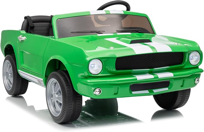 Garvee 24V 2 Seater Ride on Licensed Shelby GT350, Battery Powered Ride on Toys for Kids with Remote Control, Ford Shelby Kids Electric Vehicle 2 Seat, Safety Belt, 2 Speeds, LED Lights, Green