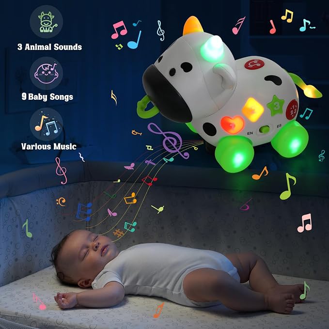 Talkfun Musical Cow Toys for 1+ Year Old Boy Girl, Bilingual Baby Toy 6-12-18 Month, One Year Old Boy Toys, 1 Year Old Girl Gift, Learning Toddler Toy Age 1-2, First Christmas 1st Birthday Gift