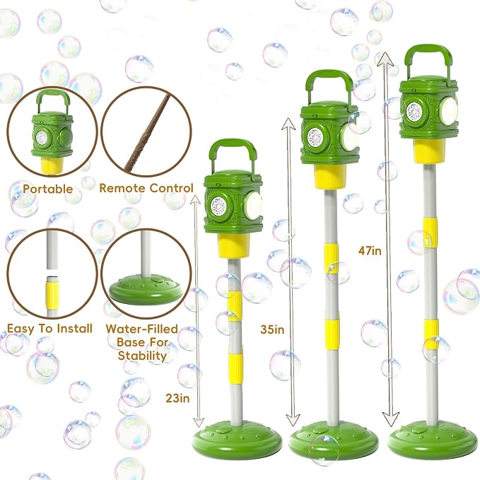 Automatic Bubble Machine for Kids & Toddlers 1-3, Remote Control LED Street lamp Bubble Toy for Indoor House Outdoor Play, Summer Water Toys for Toddler Baby Boy Girl Birthday Party Gifts