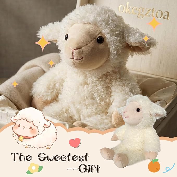 Stuffed Animal Plush Toy Soft Plushie Cuddly Sheep Cute Plush Toy for Kids Toddlers Soothing Sleep Birthday Christmas Nursery Decor Party Favors