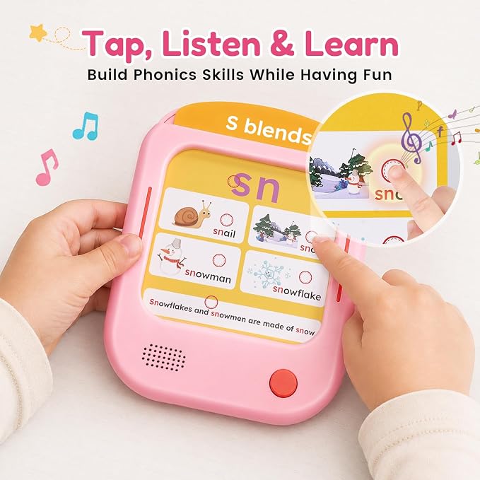 JoyCat Phonics Learning Tablet, Learn to Read with 156 Pages Talking Flash Cards, Digraphs CVC Blends Long Vowel Sounds Phonics Games, Progressive Educational Toy, Gift for Boys Girls Ages 3-8