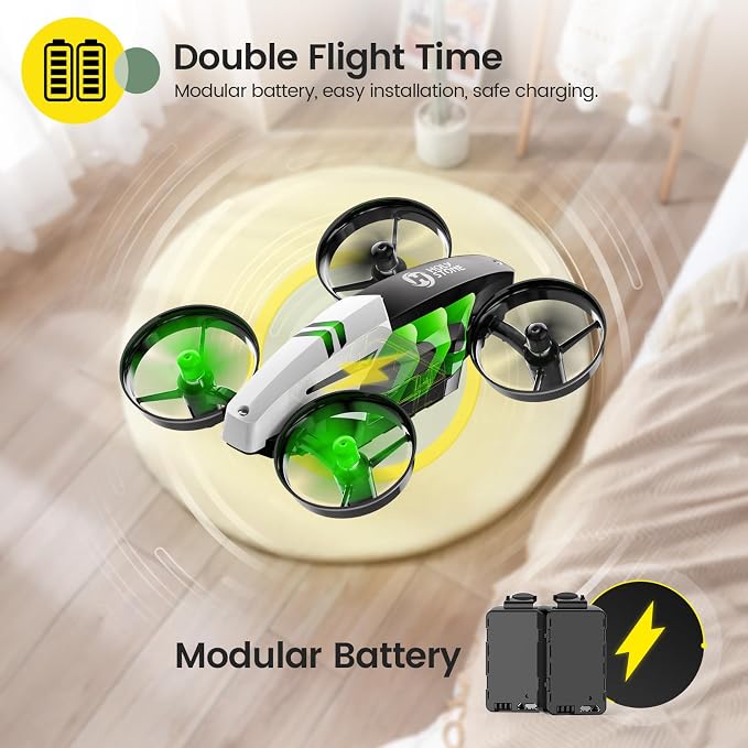 Holy Stone HS210T Drones for Kids, 2 IN1 MINI Indoor Drone with Land & Fly Mode, Four Posture Deformations RC Quadcopter with 3D Flip, Auto Hovering, Easter day& Birthday Toy Gift for Boys and Girls