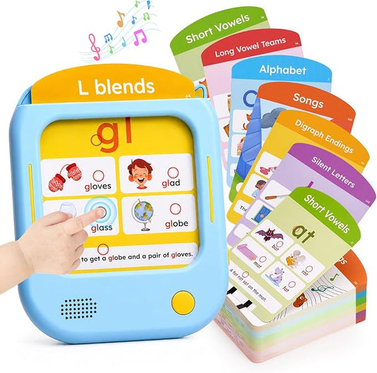 JoyCat Kids Learning Tablet, Phonics Learning Pad with 156 Pages Talking Flash Cards, 5 Level Progress Phonics Educational Toy, Learn to Read, Birthday Gift for Boys Girls Ages 3-8