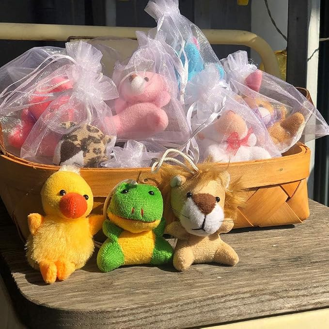 Mini Plush Animal Toy Set,Cute Animals Keychain Decoration for Kids,Goodie Bag Fillers, Basket Stuffers, School Prizes, Valentine's Day Party Supplies (96pcs)
