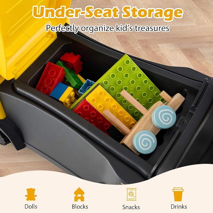 Costzon Ride On Push Car, Licensed Scania Construction Vehicle for Toddlers with Horn, Music, Lights, Under Seat Storage, Foot-to-Floor Sliding Car, Kids Ride On Toys for Boys Girls 18+ Months