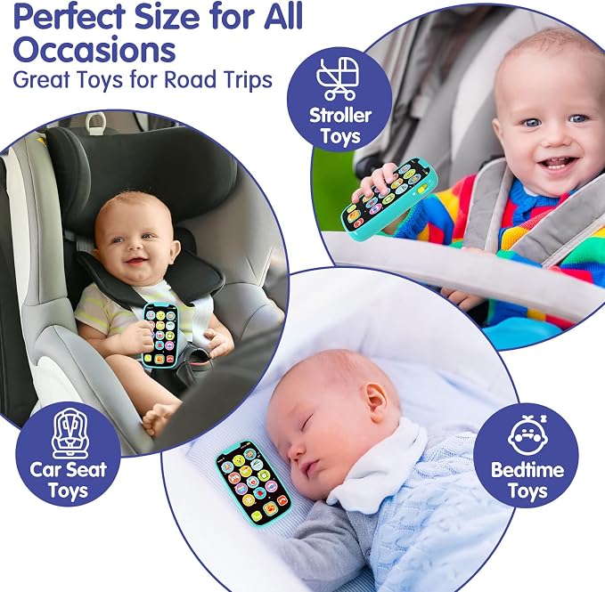Toys for 1 Year Old Boy, 15 Functions Phone Baby Toys 6-12 Months, Baby Cell Phone 12-18 Months, Learning Toys for Toddlers 1-3, Easter Basket Stuffers - Cyan