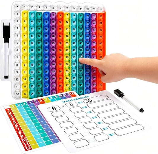 Multiplication Table Game Learning Toy Pop Multiplication Flash Cards 3rd Grade Fidget Math Game Toy 12x12 Educational Desktop Flash Card with Marker