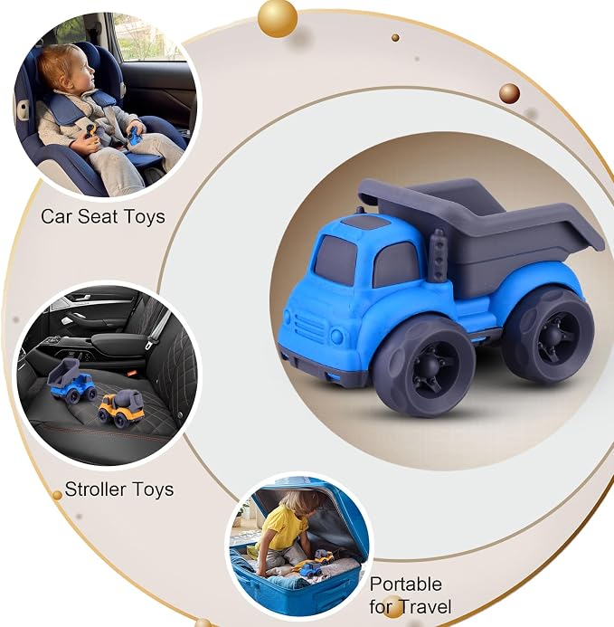 Aigitoy Dump Truck Toys for 3 Year Old Boys, BPA Free, Phthalates Free, PVC, Dump Truck, Mixer Cement, Easter Christmas Birthday Gifts for 2 3 4 Year Boy Girl. Dishwasher Safe,Recycled Plastic (Blue)