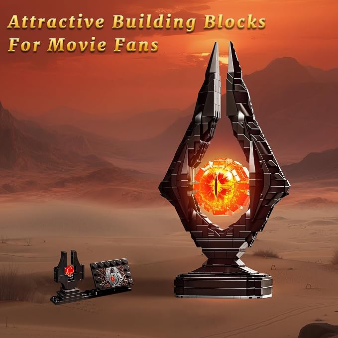 Movie-Inspired Building Toys Set, Fantasy Eye Tower Building Set, 925 Pieces Dark Collectible Building Kit for Adults & Teens, Unique Birthday Gift for Men, Home Office Desk Decor