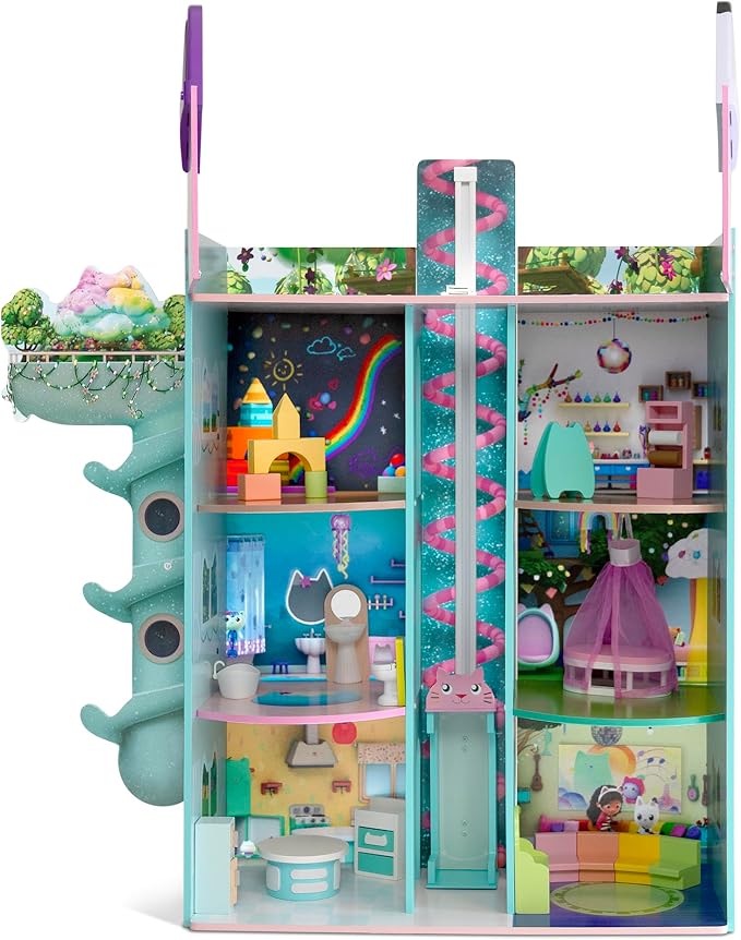 Gabby’s Dollhouse Purrfect Playhouse by Delta Children – Features Sounds & Light Up Ear - Includes 20 Accessories - Fits 8-inch Dolls - Pretend Play Dream Gift for Ages 3