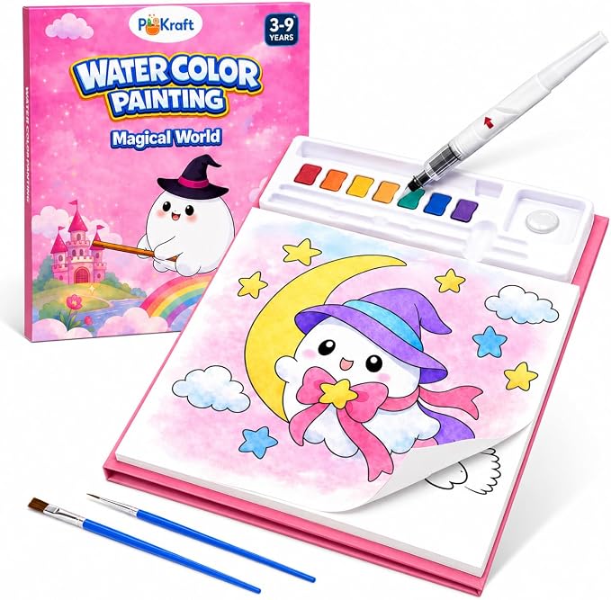 Magical World Water Coloring Book for Kids, Easy to Use Washable Craft Activity for Ages 3-9, Multicolor Designs for Creative Fun, Ideal Gift for Children