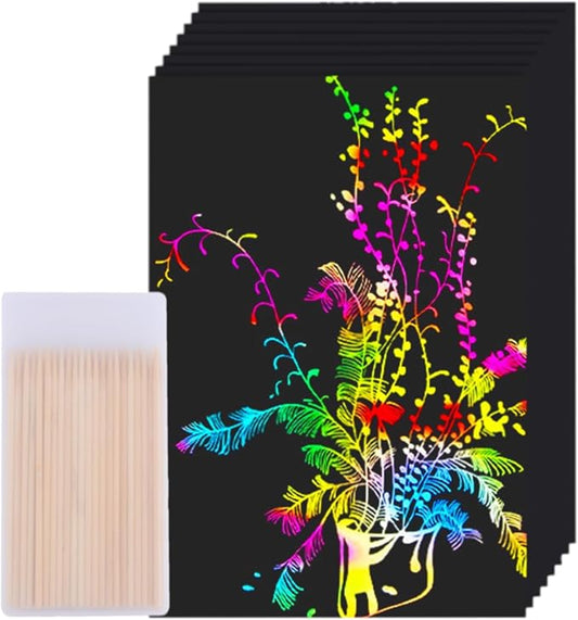 Cityrosy 60 Pcs Scratch Art Rainbow Sets Magic Rainbow Crafts Supplies Kits for 3-12 Kids