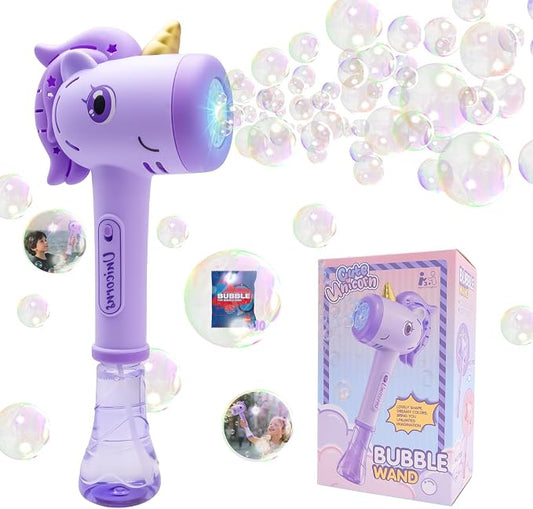 Unicorn Automatic Bubble Wand,Fully Automatic Bubble Machine Wand Toy,Suitable for 3-8 Years Old Toddler Outdoor Play,Cute Summer Toy, Perfect Easter, for Little Girls and Boys (Purple)