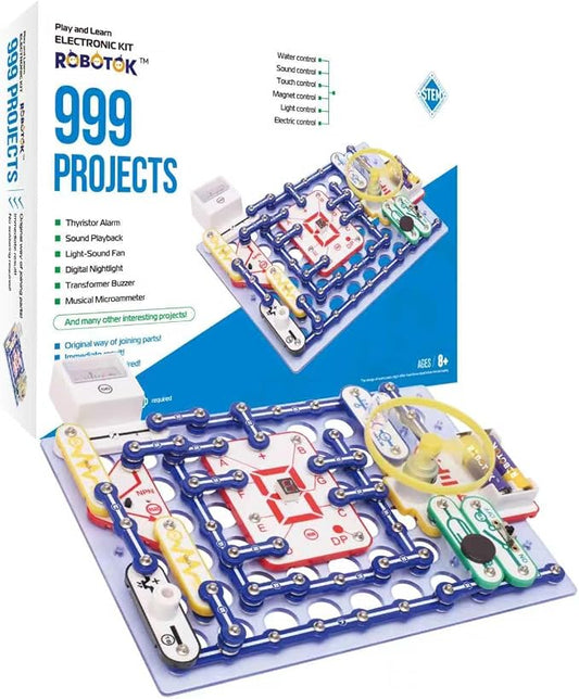 School & Family STEM Educational Toy Gift for Boys & Girls, Over 999 Projects, Physics Science Experiment Circuit Kit for Kids Ages 8+, Electronics Exploration Kit (Mixed Color, 999)