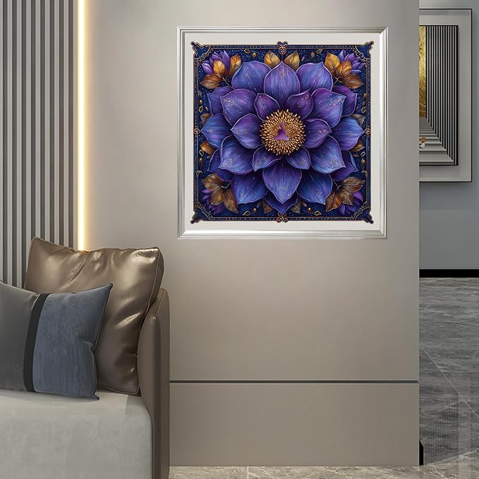 Mys Aurora Puzzles for Adults Mandala Flower Wooden Puzzles, 500 Pieces Unique Shaped Lotus Yoga Gifts Jigsaw Puzzles, for Yoga Lover, Fun Challenge Family Game 16.4'' x 16.5''