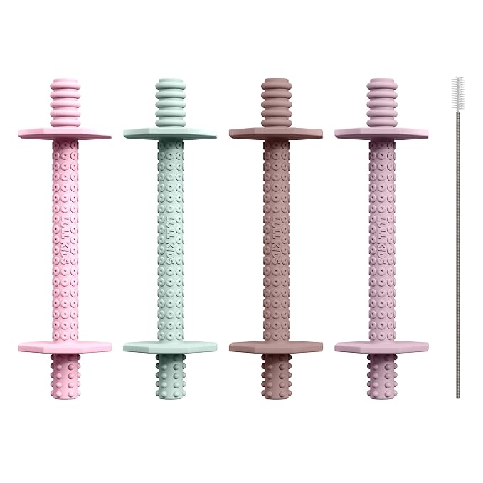 Silicone Baby Teethers 0-6 Months, Textured Baby Teething Toys 3-6 Months, Toddler Molar Teething Relief Sticks, Freezable Chew Straws for Babies 6-12 Month Girl Boy Infant (Spring)