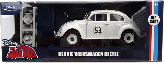 Jada Herbie The Love Bug Volkswagen Beetle Hollywood Rides 1:24 Die-Cast Vehicle with Tire Rack Toys