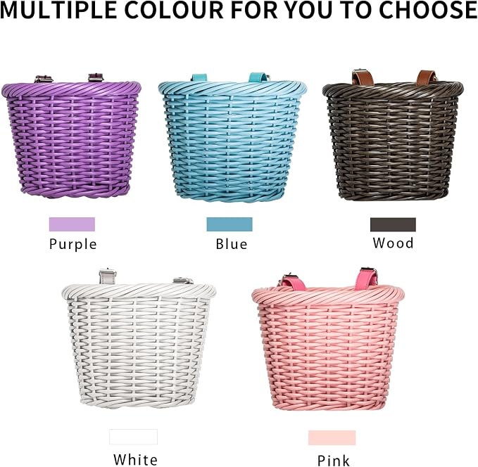 MEGHNA Woven Mini Bike Basket for Kid Bike Handlebar Bike Basket for Girl Boy for Scooter, Multi-Colors