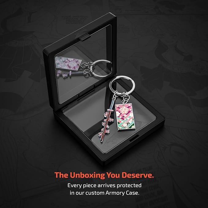 Demon Slayer Keychain, Anime Keychain with Sword & Charm Plate, Demon Slayer Merch & Gifts