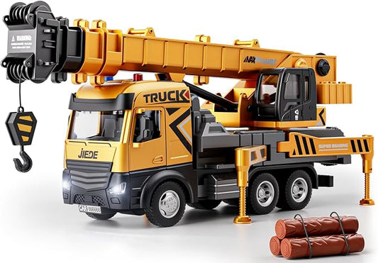 Kids Toys for 3 4 5 6 7 Years Old Boys, Die-cast Construction Toys Set w/Lights & Sounds, 29IN Crane Arm Alloy Engineering Construction Vehicles Truck Toys, Classics Crane Truck Model