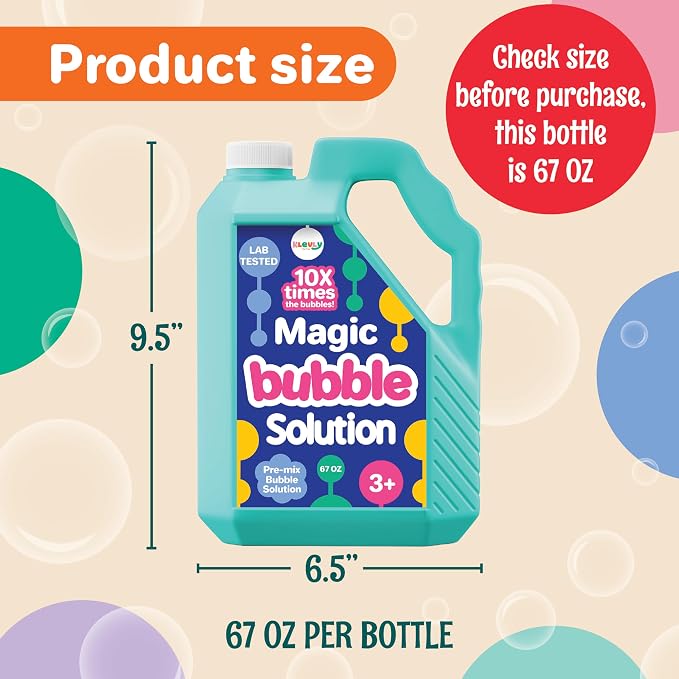 33 OZ Iridescent Bubble Solution Refill | Non-Toxic Pre-Mix Bubble Refill Solution No Mixing or Measuring Required | Bubbles for Kids | Bubbles Bulk | Bubble Machine Solution | Giant Bubbles (33, OZ)