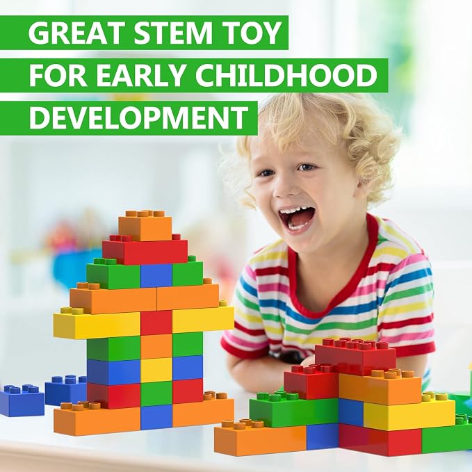 150 Pcs Jumbo Building Blocks Set for Toddlers (100 Square & 50 Rectangle) | Compatible Big Construction Bricks in 5 Colors | Kids Ages 3+ STEM Toy