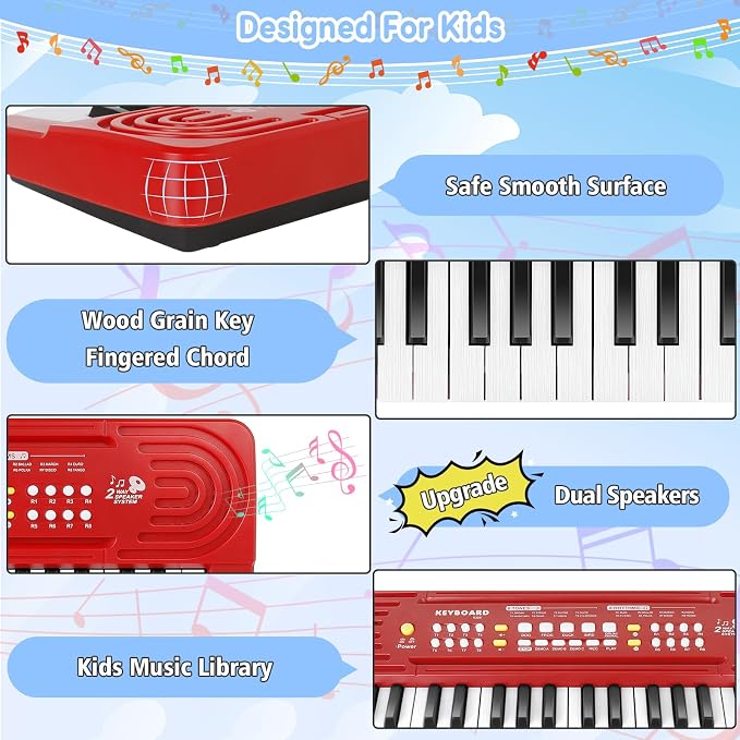 Toddler Kid Toy Piano Keyboard, 37 Keys Pianos Music Toys with Microphone