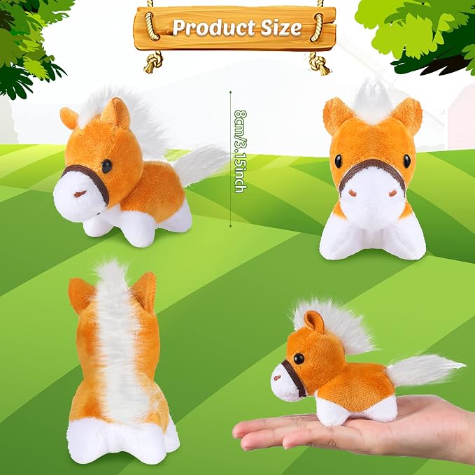 Aoriher 24 Pcs Horse Stuffed Animal 3.15 Inch Mini Keychain with Detachable Chain Valentines Day Party Favor for Women Coworker Birthday Farm Party Supplies(Horse Style)