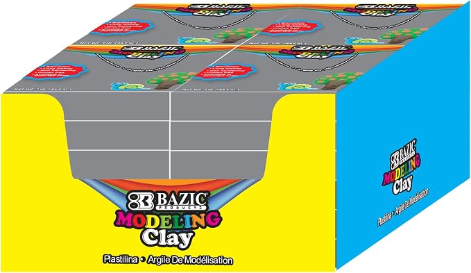 BAZIC Products Gray Modeling Clay, 1 lb, Non-Hardening, for Sculpting Art Crafts, Reusable, Case of 24